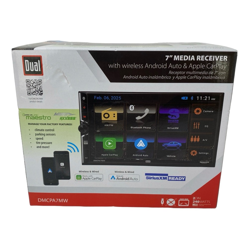Dual DMCPA7MW 7" Media Receiver Wireless Apple CarPlay Android Auto Bluetooth